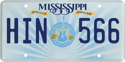 MS license plate HIN566