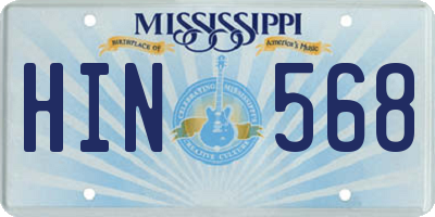 MS license plate HIN568