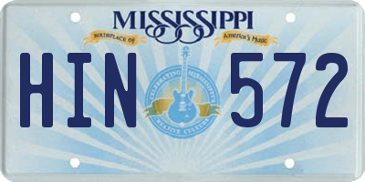 MS license plate HIN572