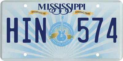 MS license plate HIN574