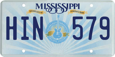 MS license plate HIN579
