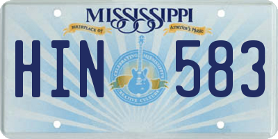 MS license plate HIN583