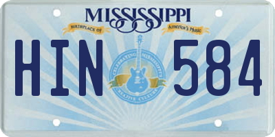 MS license plate HIN584