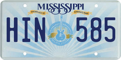 MS license plate HIN585