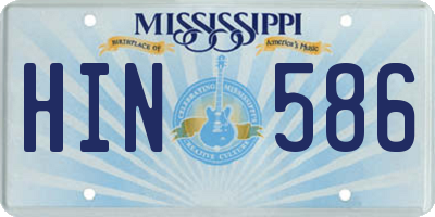 MS license plate HIN586