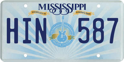 MS license plate HIN587