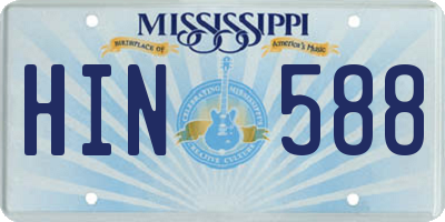 MS license plate HIN588