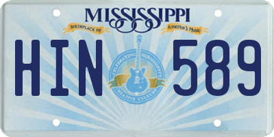 MS license plate HIN589