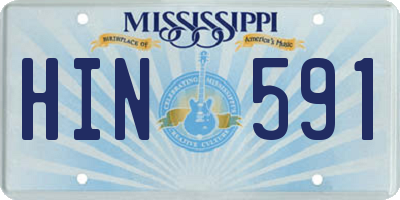 MS license plate HIN591