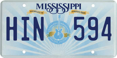 MS license plate HIN594