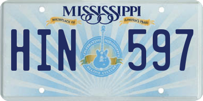 MS license plate HIN597