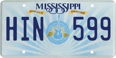 MS license plate HIN599