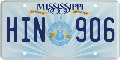 MS license plate HIN906