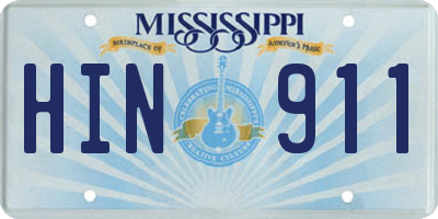 MS license plate HIN911