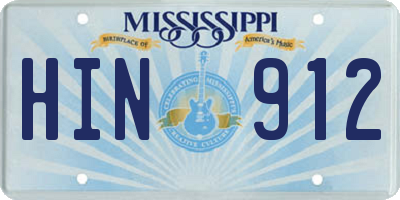 MS license plate HIN912