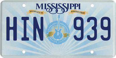 MS license plate HIN939