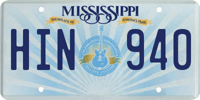MS license plate HIN940