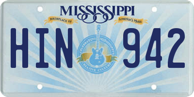 MS license plate HIN942