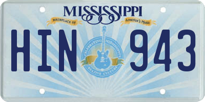 MS license plate HIN943