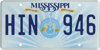 MS license plate HIN946