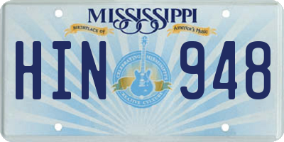 MS license plate HIN948