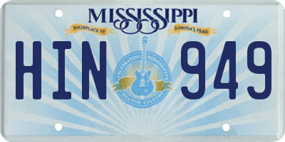 MS license plate HIN949