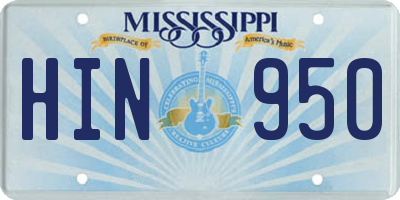 MS license plate HIN950