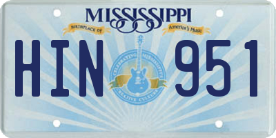 MS license plate HIN951