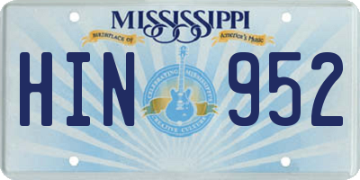 MS license plate HIN952