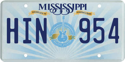 MS license plate HIN954