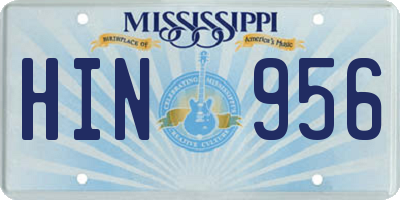 MS license plate HIN956