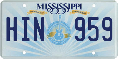 MS license plate HIN959