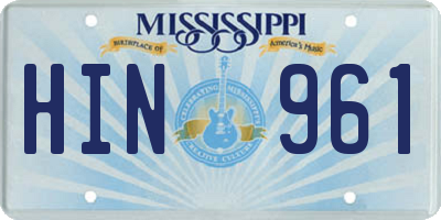MS license plate HIN961