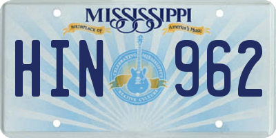 MS license plate HIN962