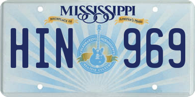 MS license plate HIN969