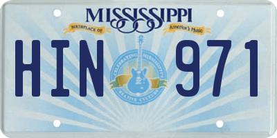 MS license plate HIN971