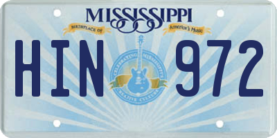 MS license plate HIN972