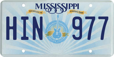 MS license plate HIN977