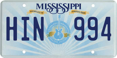 MS license plate HIN994