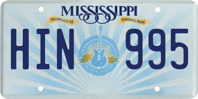 MS license plate HIN995