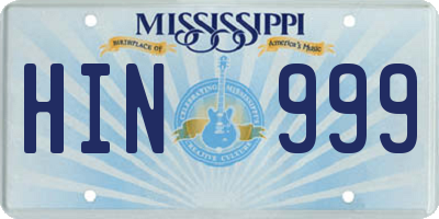 MS license plate HIN999