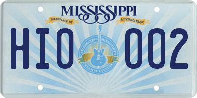 MS license plate HIO002