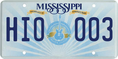 MS license plate HIO003