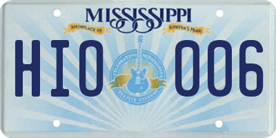 MS license plate HIO006