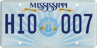 MS license plate HIO007