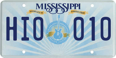 MS license plate HIO010