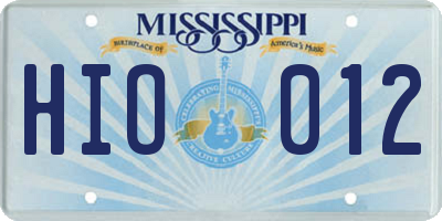 MS license plate HIO012