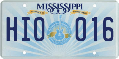 MS license plate HIO016