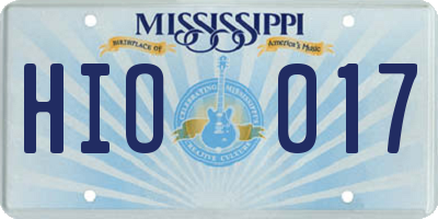 MS license plate HIO017