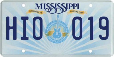 MS license plate HIO019